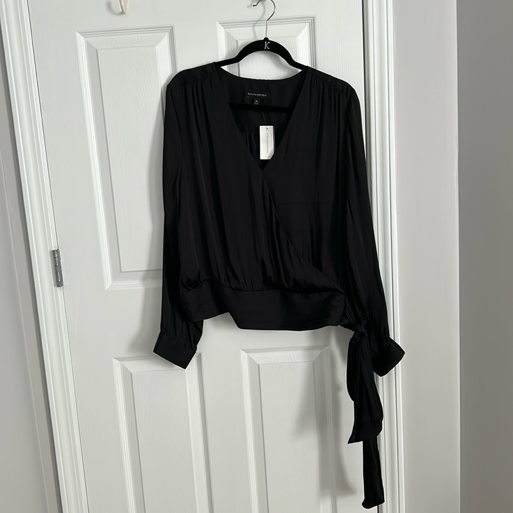 NWT Banana Republic Satin Faux cross top